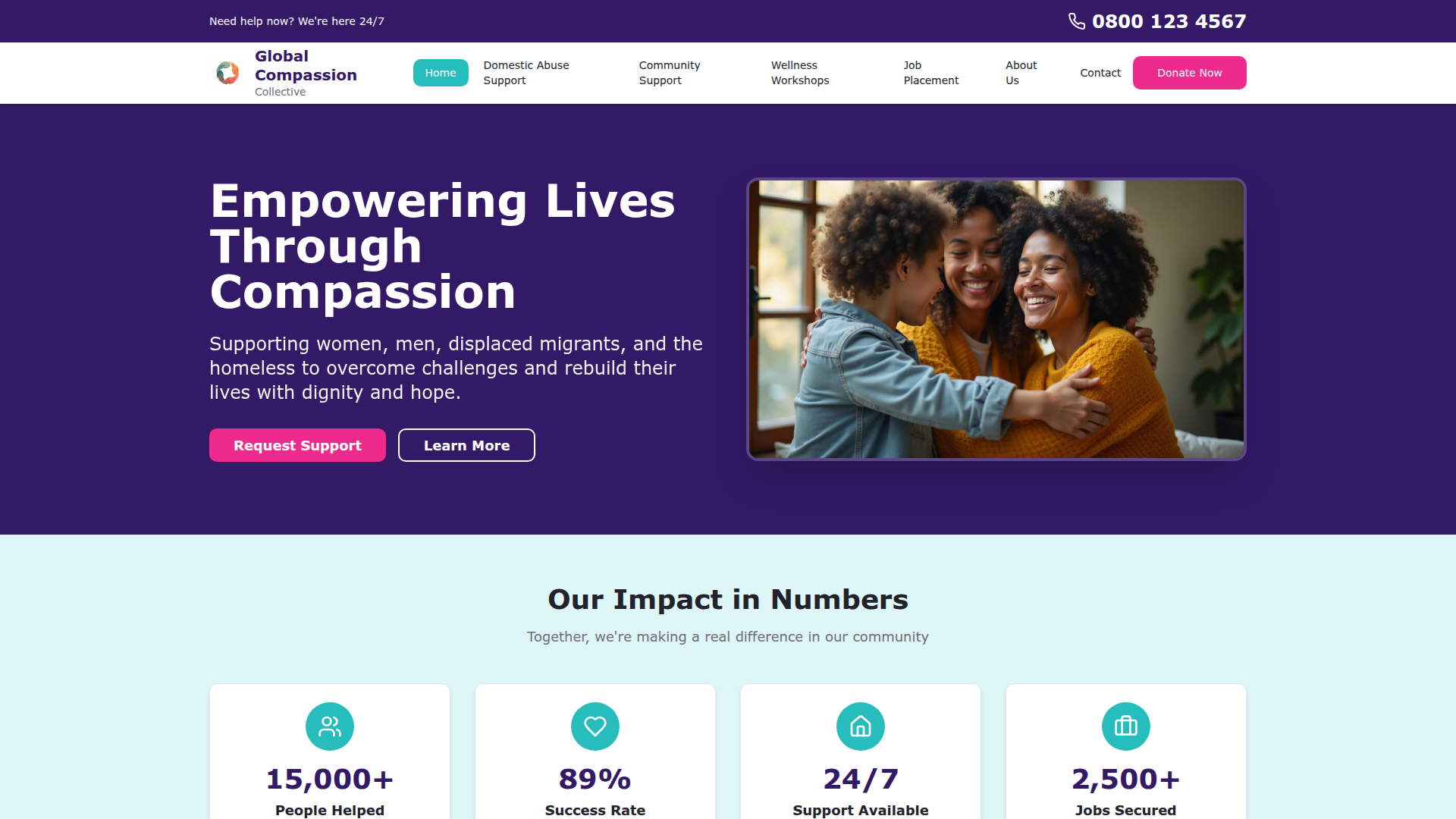 Podgląd strony Global Compassion Collective