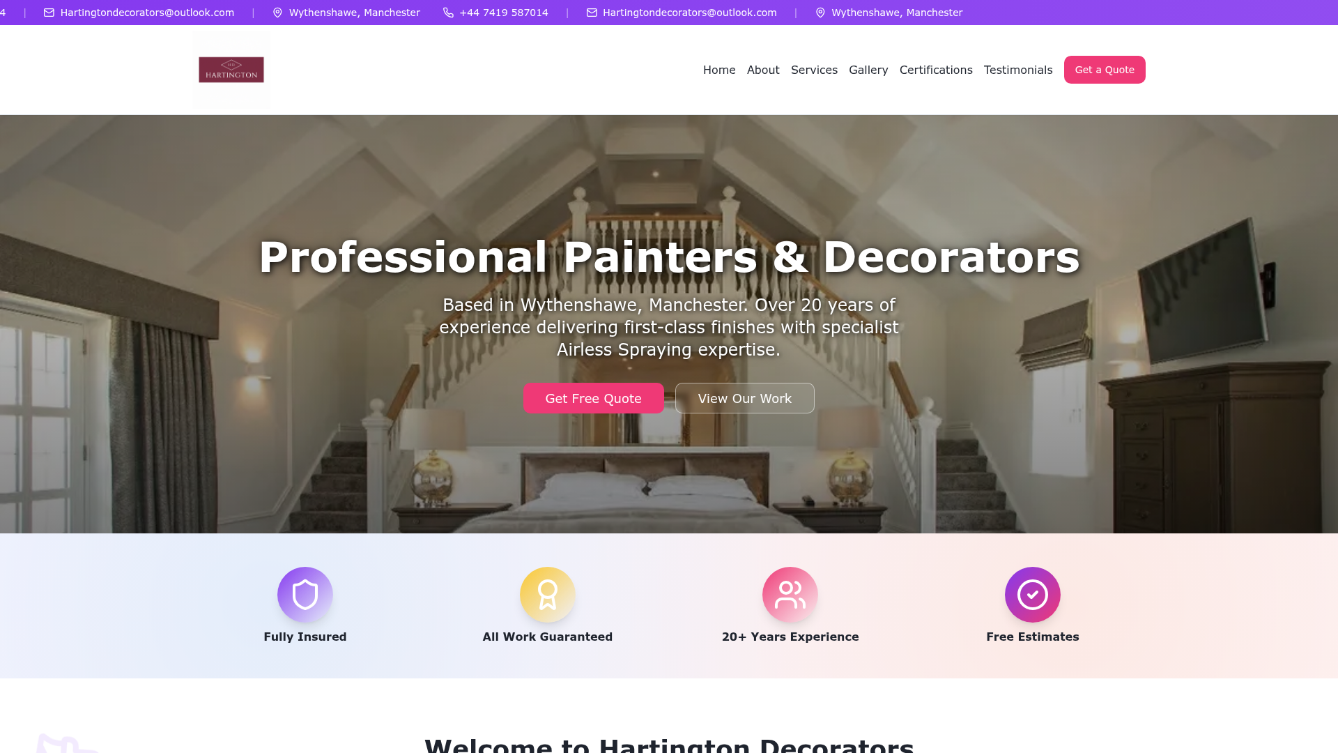 Podgląd strony Hartington Decorators